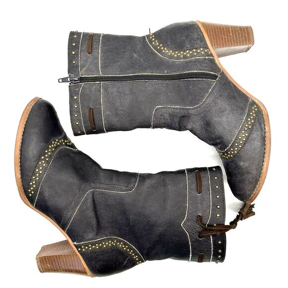 Dingo Leather Boots Studded Grey Tassel Zip Up Country Western Women's Size 10 - Picture 3 of 12